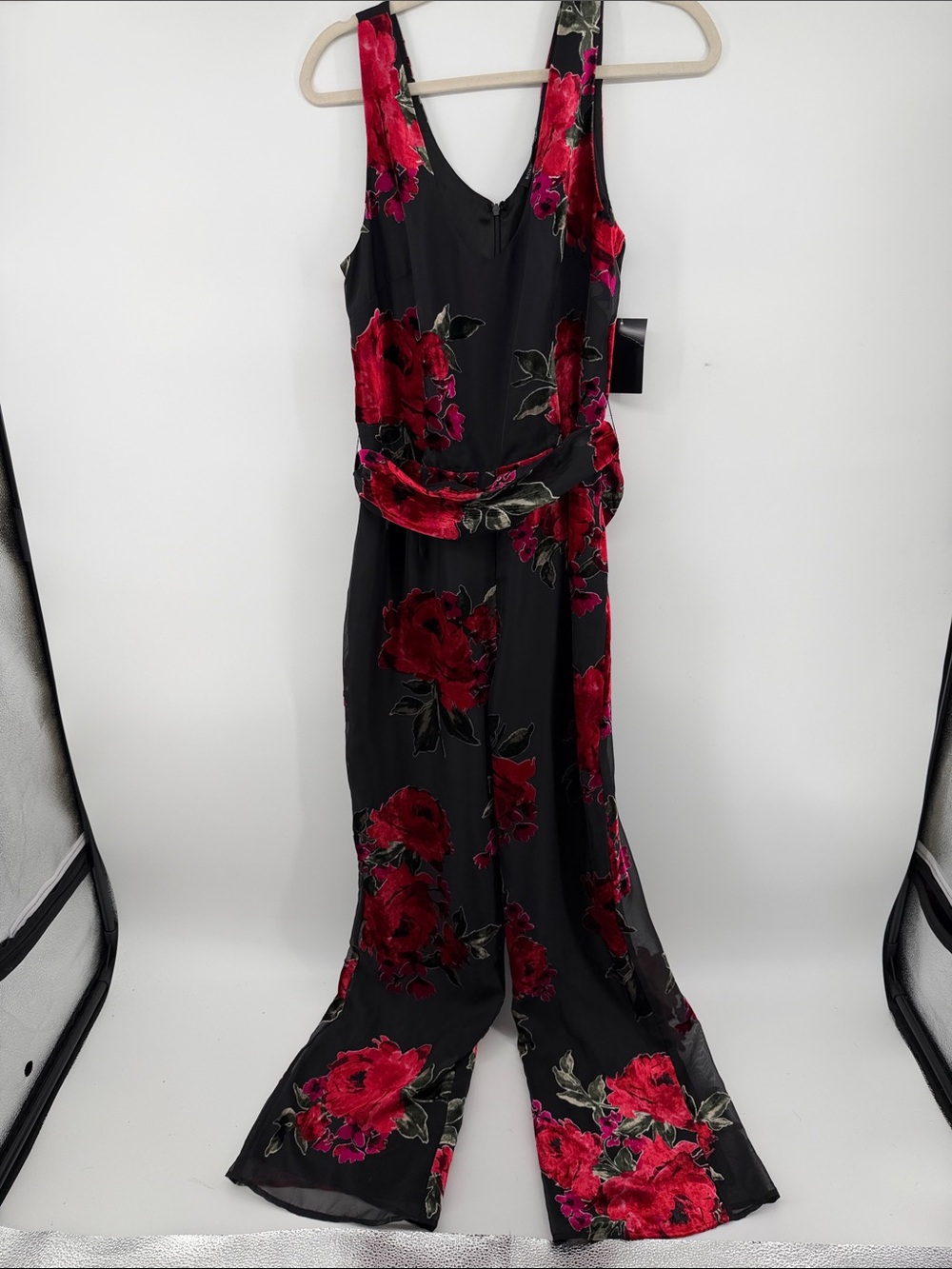 Boston‎ Proper Whimsigoth Vampirecore Velvet Burnout Rose Wide Leg Jumpsuit Sz8
